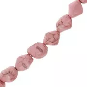 Perle irrégulière 12 mm Howlite teintée - Rose x1