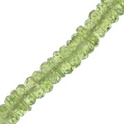 Perles Heishi rondelles facettées - en pierre gemme 5x2 mm - Peridot x20