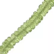 Perles Heishi rondelles facettées - en pierre gemme 5x2 mm - Peridot x20