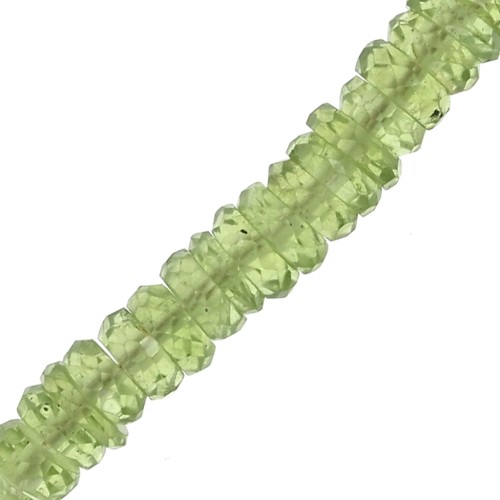 Perles rondelles facettées - Heishi en pierre gemme 5x2 mm - Peridot x20