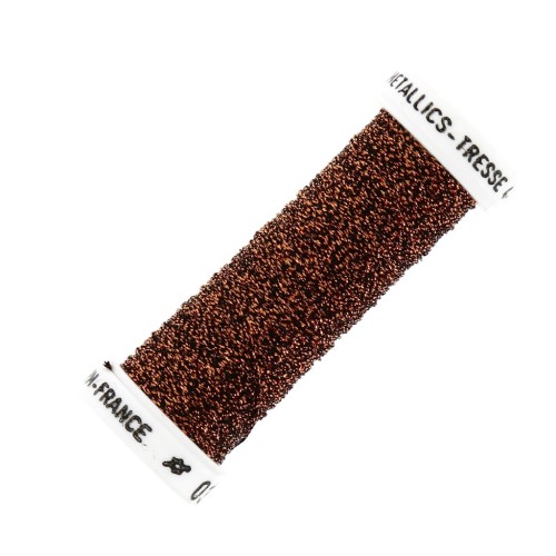 Fil à broder métallisé tressé 4 Au ver à soie pour broderie Orange Noir (035) x10m