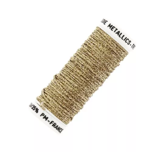 Fil à broder métallisé tressé 16 Au ver à soie pour broderie Ocre d'Or (002) x10m