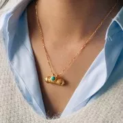 Tour de cou maille figaro 2 mm - Doré à l'or fin x 45 cm