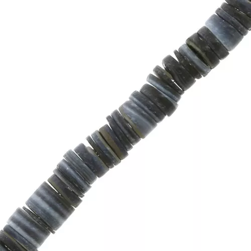 Perles rondelles Heishi nacre teintée 6 mm Gris x40 cm