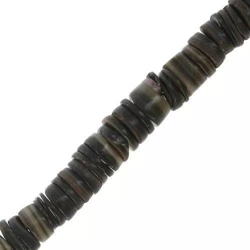Perles rondelles Heishi nacre teintée 5 mm Marron x40 cm