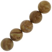 Perles rondes en pierre gemme 10 mm - Jaspe bois x5