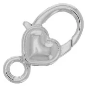 Fermoir mousqueton coeur 27 mm - Rhodié x1