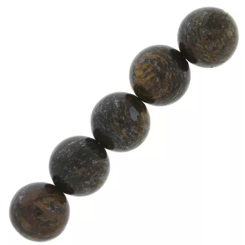 Perles rondes 10 mm pierre gemme Bronzite x5