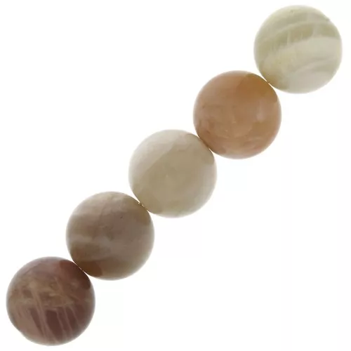 Perles rondes en pierre gemme 10 mm - Pierre de lune Mix Rose x5