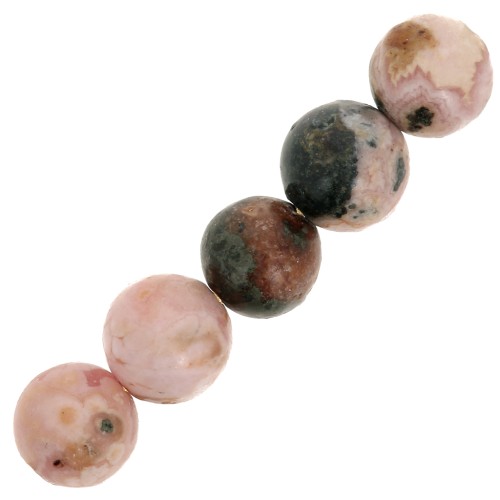 Perles rondes en pierre gemme 6 mm - Rhodochrosite x15