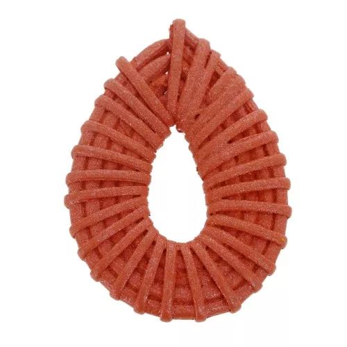 Pendentif goutte en bois tressé 45x35 mm - Corail effet nacré x1