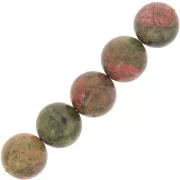 Perle ronde en pierre gemme Unakite 14 mm x1