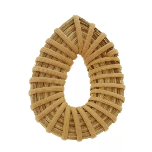 Pendentif goutte en bois tressé 45x35 mm - Naturel x1
