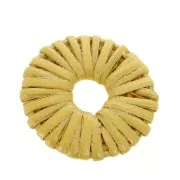 Pendentif rond - anneau en bois tressé 40 mm - Jaune effet nacré x1