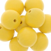 Perles rondes en bois 20 mm - Jaune x5