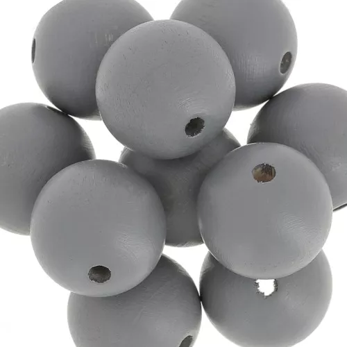 Perles rondes en bois 20 mm - Gris x5
