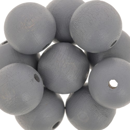 Perles rondes en bois 15 mm Gris x5