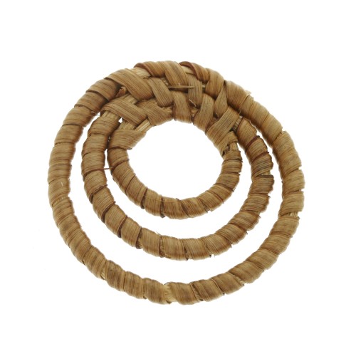 Pendentif 3 anneaux en bois tressé 42 mm - Naturel x1