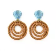 Pendentif 3 anneaux en bois tressé 42 mm - Naturel x1