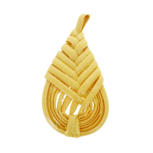 Pendentif goutte en bois tressé 47x23 mm - Jaune effet nacré x1