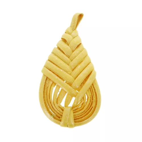 Pendentif goutte en bois tressé 47x23 mm - Jaune effet nacré x1