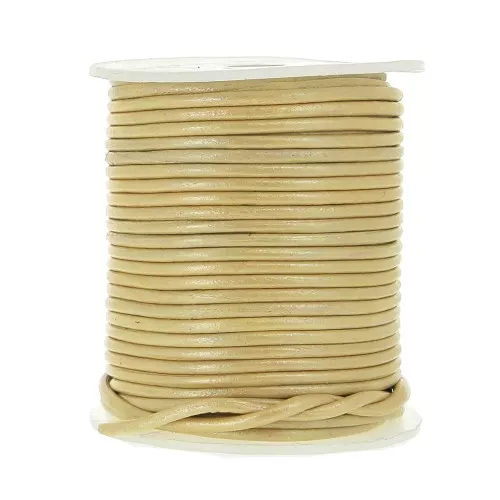 Cordon cuir 2 mm Crème Métallisé x 25 m