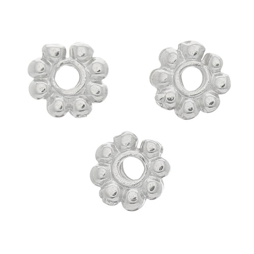 Perles rondelles fleur 6 mm - Rhodié x10