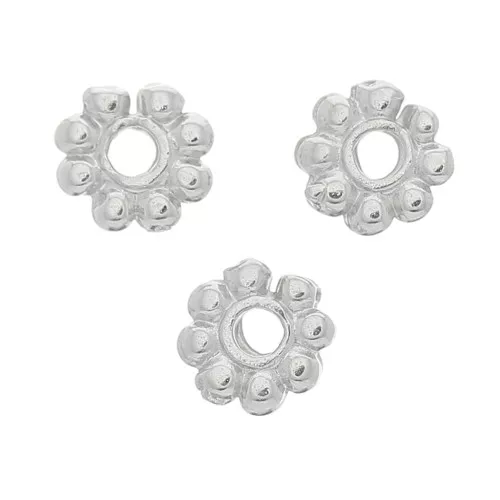Perles rondelles fleur 6 mm - Rhodié x10