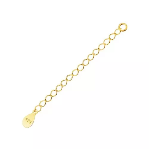 Chainette d'extension sequin goutte 55 mm en Argent 925 doré à l'or fin x10