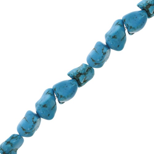 Perle irrégulière 9 mm Howlite teintée - Turquoise x1