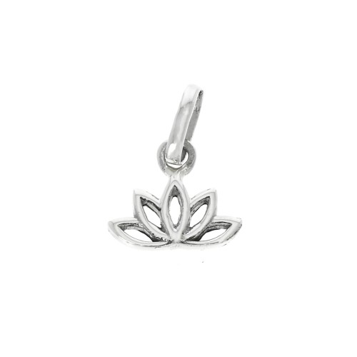 Breloque fleur de lotus ajourée 10x11 mm avec anneau fermé en Argent 925 x1