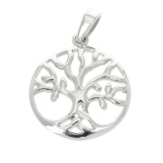 Pendentif rond 21x18 mm motif arbre de vie ajouré  avec anneau fermé Argent 925 x1|raw }}