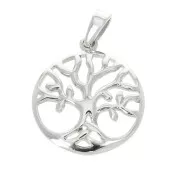 Pendentif rond 21x18 mm motif arbre de vie ajouré  avec anneau fermé Argent 925 x1