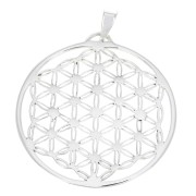 Pendentif rond 34.5x32mm motif fleur de vie ajouré avec anneau fermé Argent 925 x1