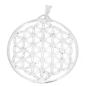 Pendentif rond 34.5x32mm motif fleur de vie ajouré avec anneau fermé Argent 925 x1