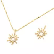 Breloque soleil avec Oxydes de Zirconium16x11 mm - Doré - Crystal x1