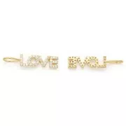 Pendentif Love avec oxydes de zirconium 22x5 mm - Doré - Crystal x1