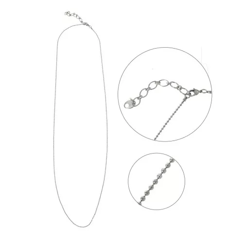Sautoir de 77 cm maille boule 1.5 mm - Rhodié x1