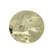 Pendentif disque martelé 25 mm avec un trou - Doré à l'or fin x1