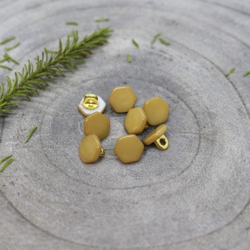 Bouton à queue en métal et nacre teintée - Atelier Brunette Quartz 10mm Mustard x1