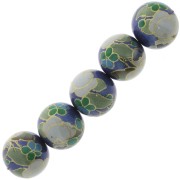 Perle japonaise Tensha en résine - Decal Miyuki 12 mm - Bleu - Vert - Doré x1|raw }}