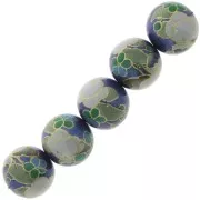 Perle japonaise Tensha en résine - Decal Miyuki 12 mm - Bleu - Vert - Doré x1
