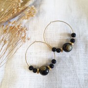 Perle japonaise Tensha en résine - Decal Miyuki 14 mm Rose transparent - Doré x1