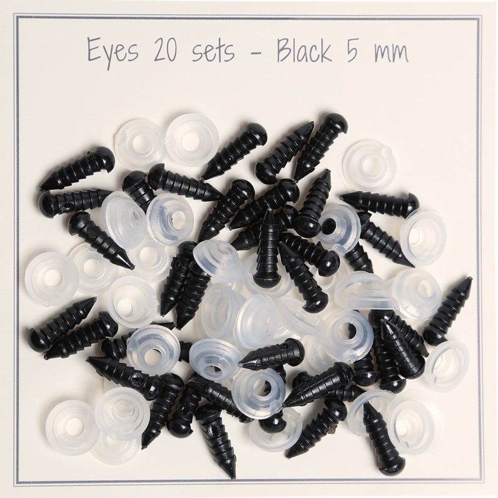 100 Pièces 5-40mm Yeux De Sécurité De Poupée En Plastique Noir Avec Des