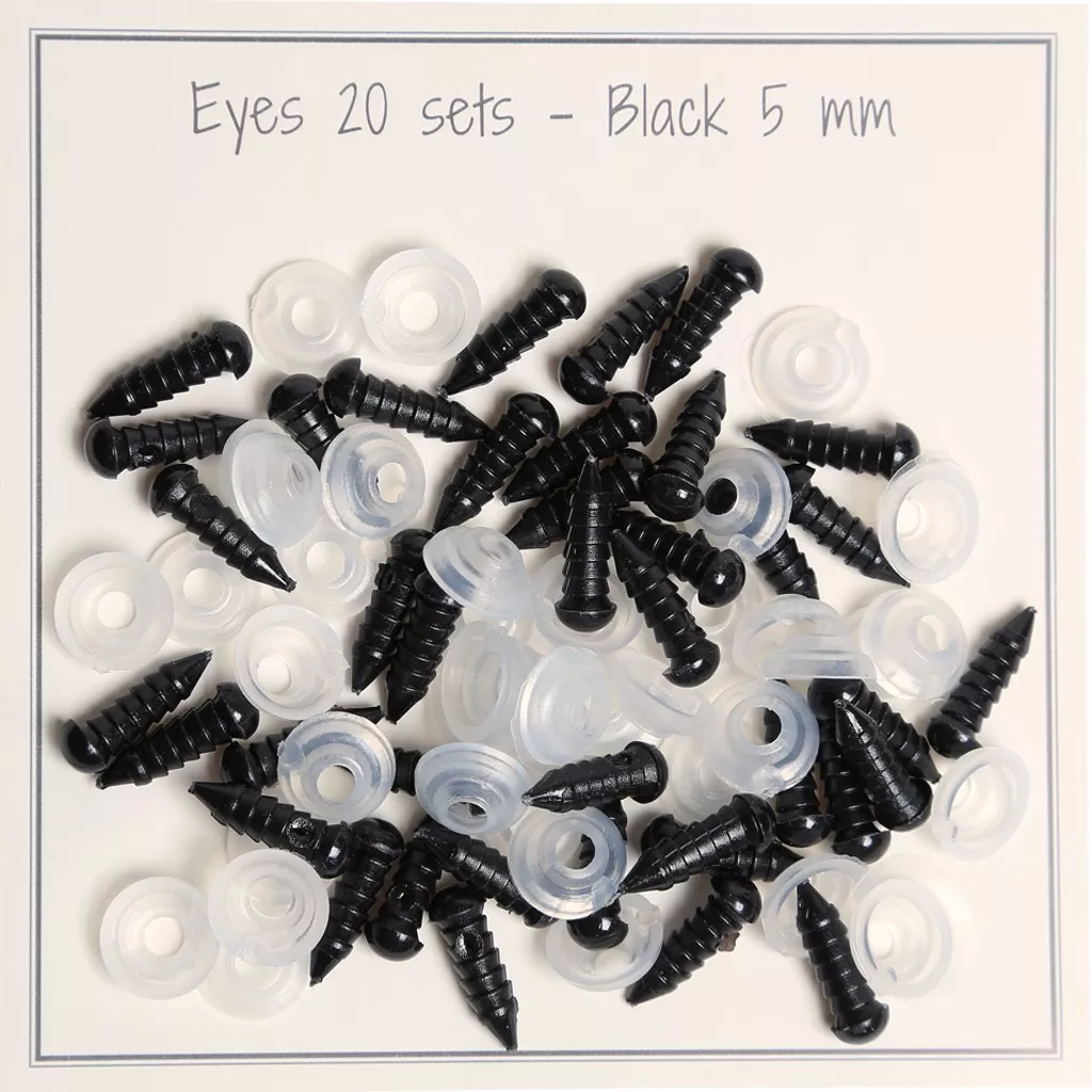 Lot De 100 Yeux De Sécurité Plastique 5mm Avec Rondelles Pour Poupées Amigurumi Et Peluches