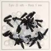 Yeux de sécurité en plastique - pour peluche et amigurumi - 5 mm - Noir x20 paires