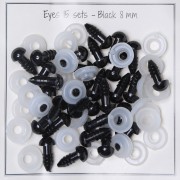 Yeux de sécurité en plastique - pour peluche et amigurumi - 8 mm - Noir x15 paires|raw }}