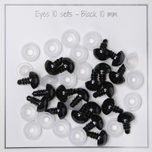 Yeux de sécurité en plastique - pour peluche et amigurumi - 10mm - Noir x10 paires
