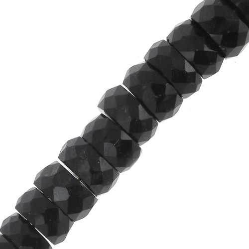 Perles Heishi rondelles facettées - en pierre gemme 5.5x3 mm - Black Onyx x20