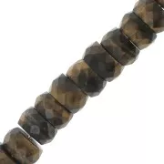 Perles Heishi rondelles facettées - en pierre gemme 5.5x3 mm - Oeil de Tigre x20